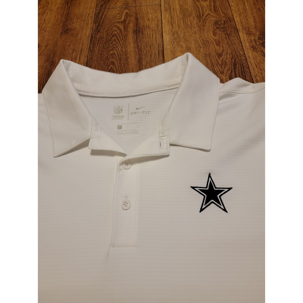Dallas Cowboys Shirt Mens L White NFL Football Polo Nike‎ Dri Fit Team Apparel - Picture 5 of 9